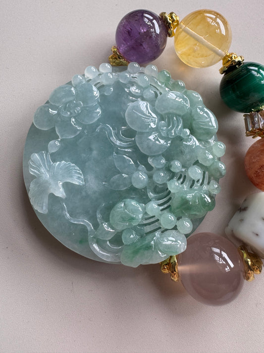 Blooming Flower with Bird jadeite