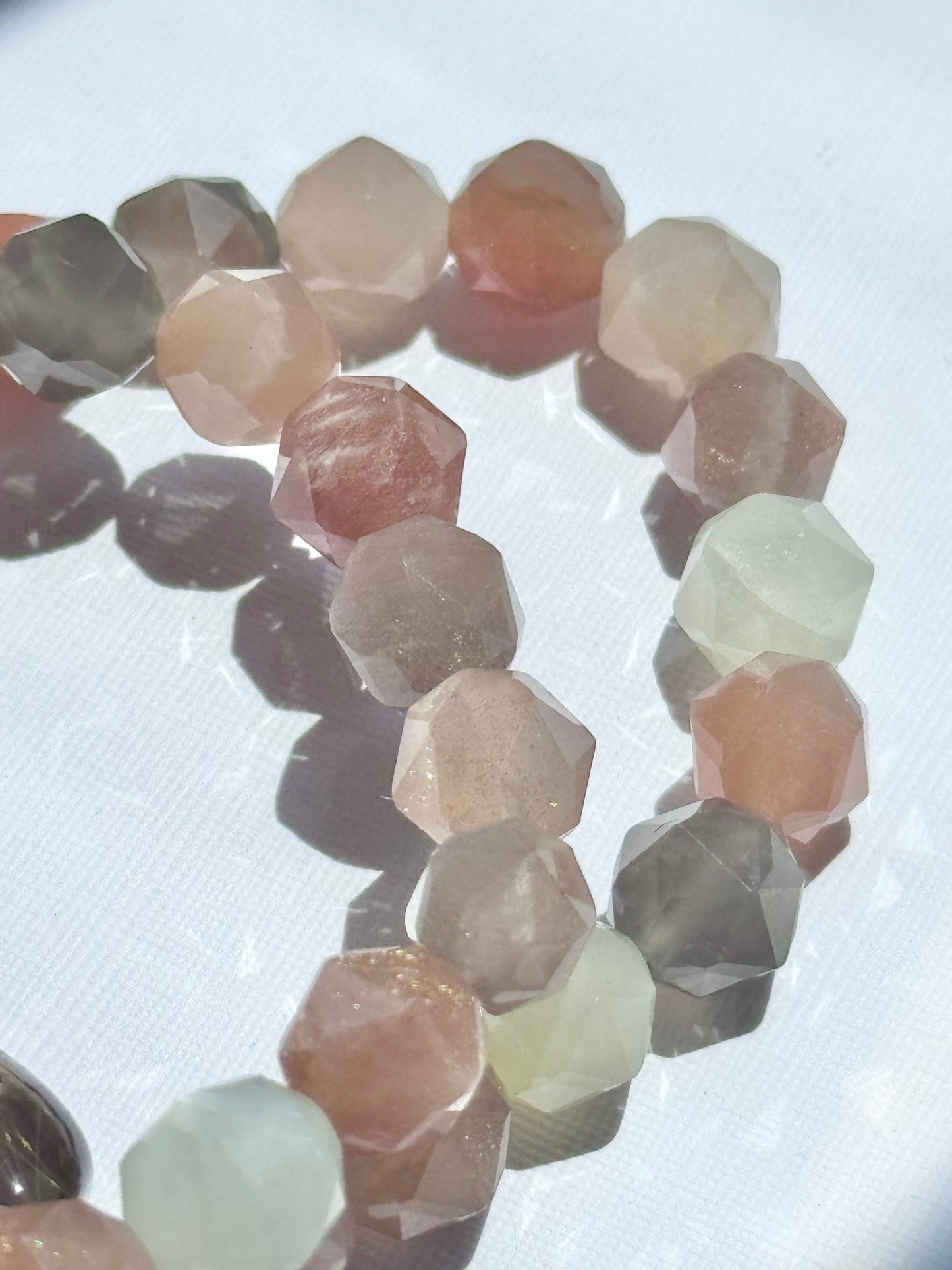 Golden Rutile Quartz natural golden needles for abundance & clarity in shimmering Moonstone