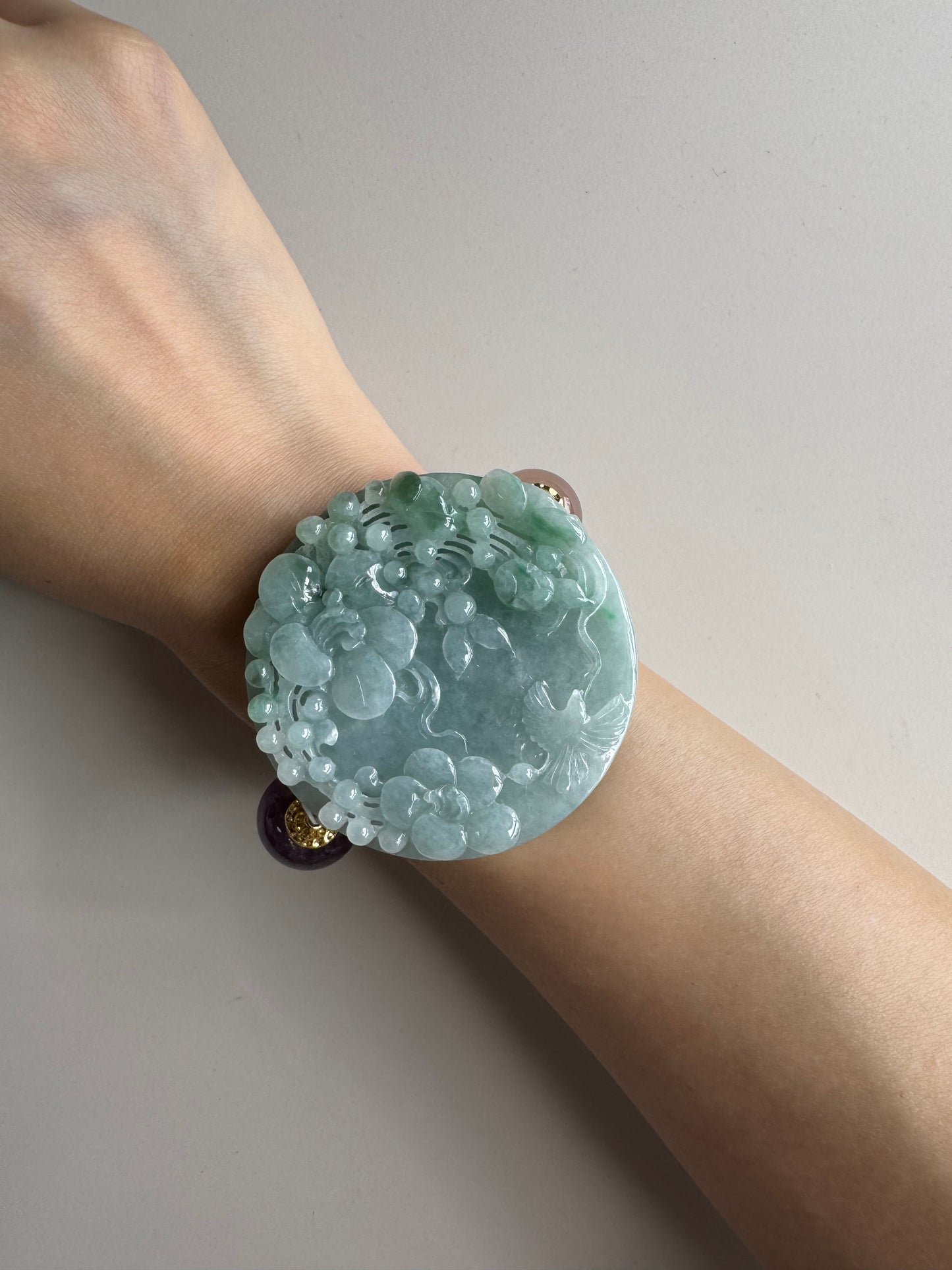 Blooming Flower with Bird jadeite