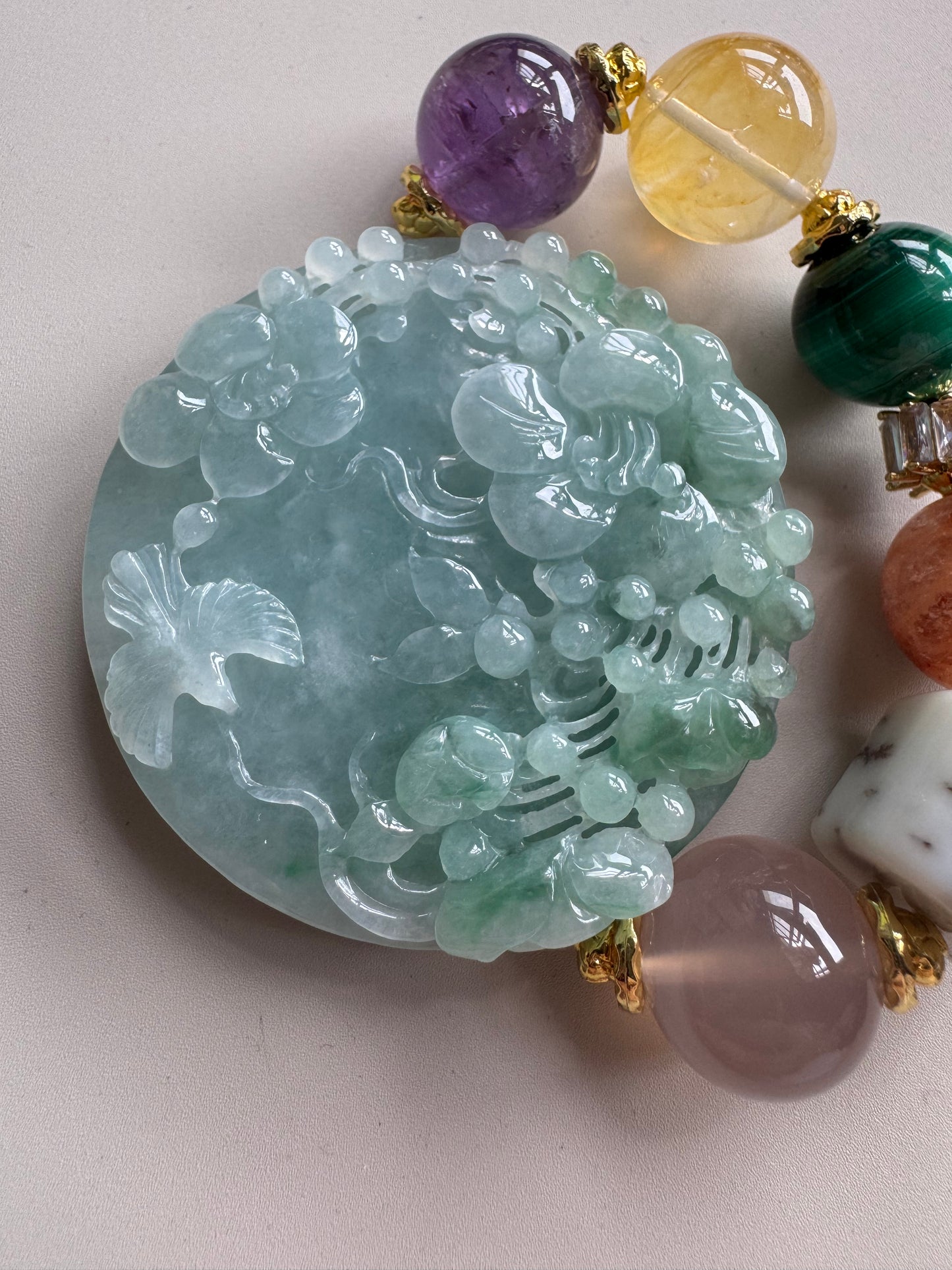 Blooming Flower with Bird jadeite