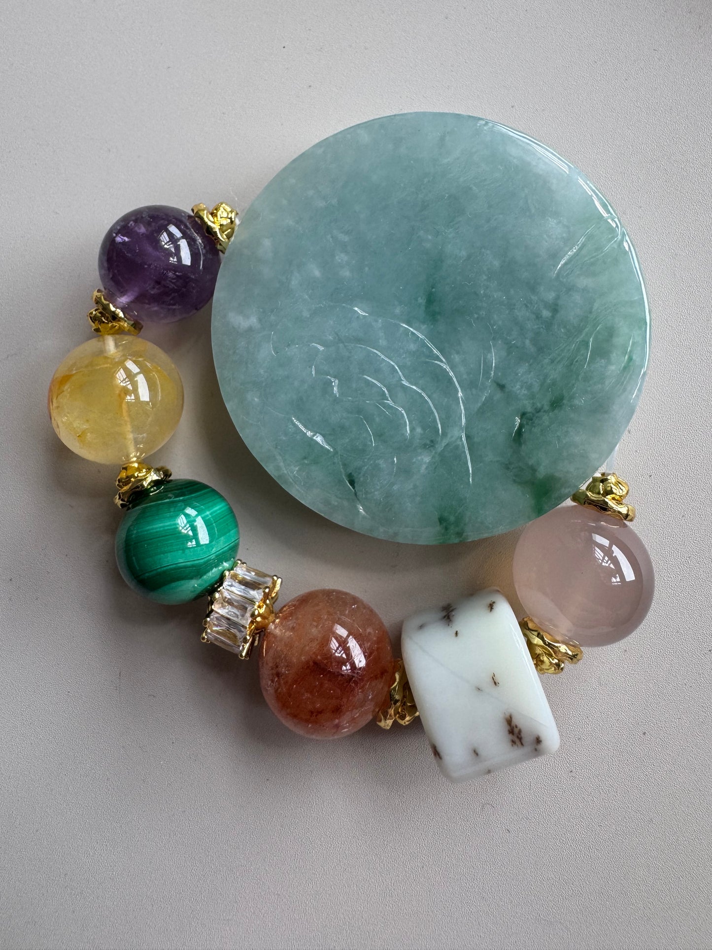 Blooming Flower with Bird jadeite