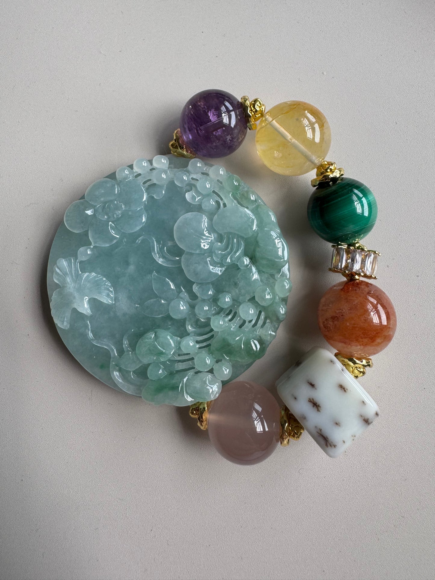 Blooming Flower with Bird jadeite