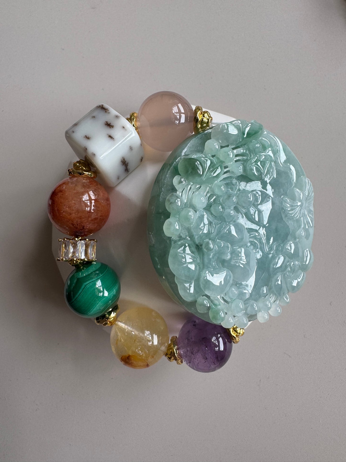 Blooming Flower with Bird jadeite