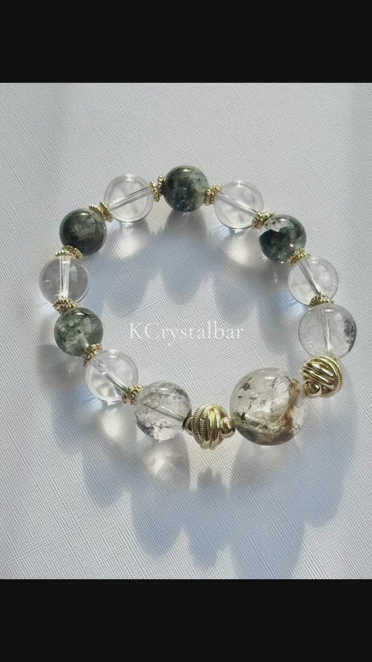 Growth Powerhouse with Herkimer Diamond and Green Phantom Quartz